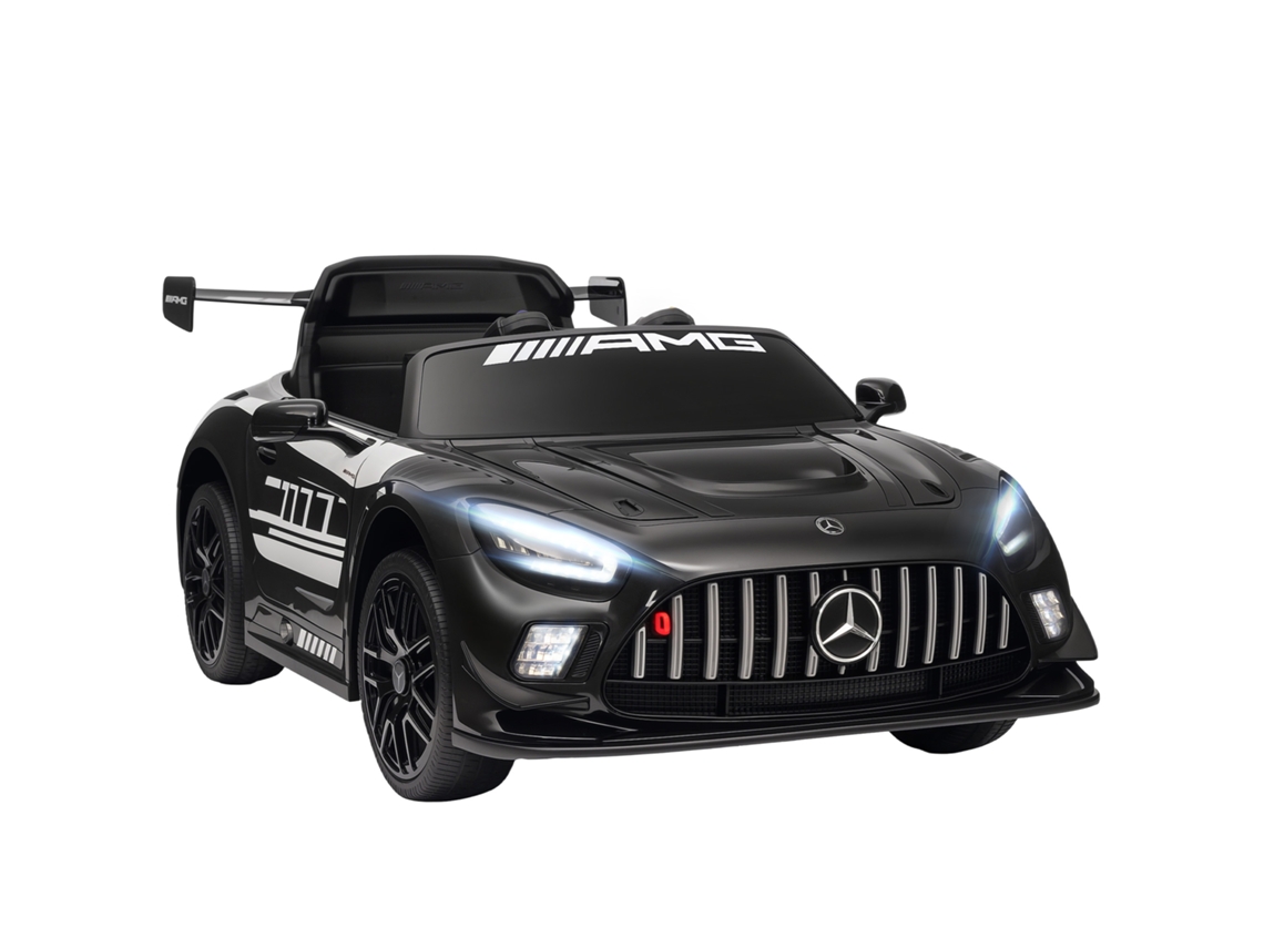 Coche Eléctrico Infantil Mercedes Amg Gt3 Evo De 12 V Con Motor Doble, Manillar Y Ruedas, Color Negro.