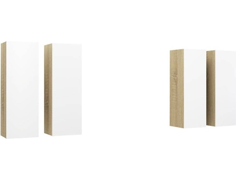 Conjunto 4 Mueble para la televisión VIDAXL Blanco Madera contrachapada (30.5x30x90 cm)