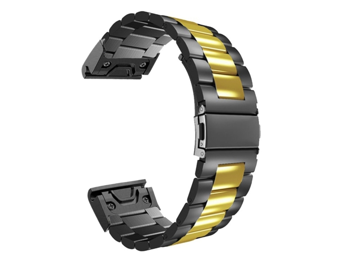 Correa Acero para Garmin Tactix 7 - Pro Ballistics Edition Negro y Dorado