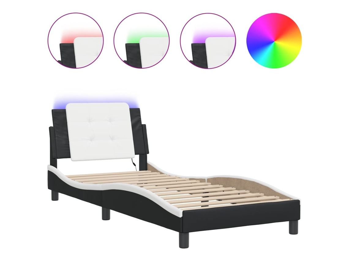 Maison Exclusive - Estructura De Cama Con Led Sin Colchón Zadar Negro Blanco 100x200 Cm