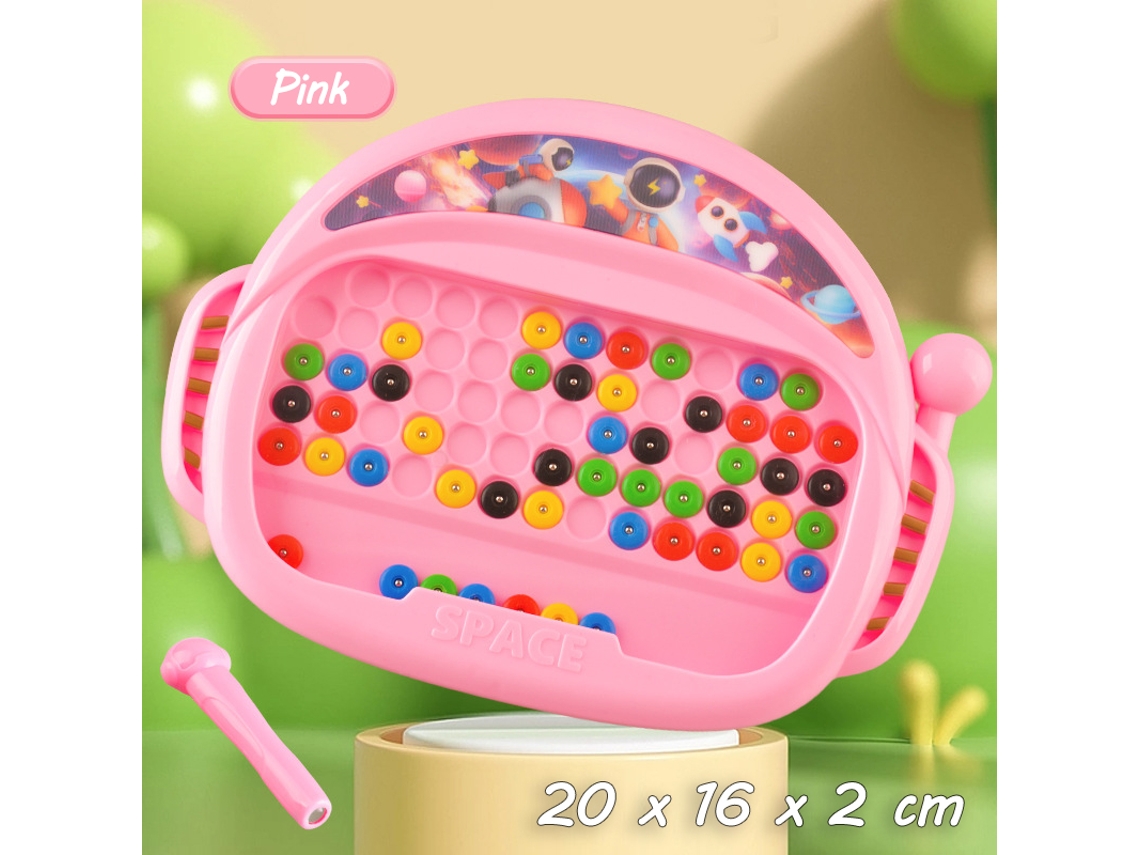 Tablero magnético Montessori rosa con cuentas, dibujo interactivo, bolígrafo, concentración y entrenamiento creativo para niños. Viewleaf