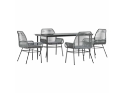 Maison Exclusive - Juego Comedor Jardín 5 Pzas Cojines Ratán Sintético Vidrio Gris