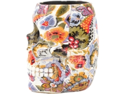 Organizador de escritorio de resina con elegante diseño de calavera para brochas de maquillaje. SFUSHOS