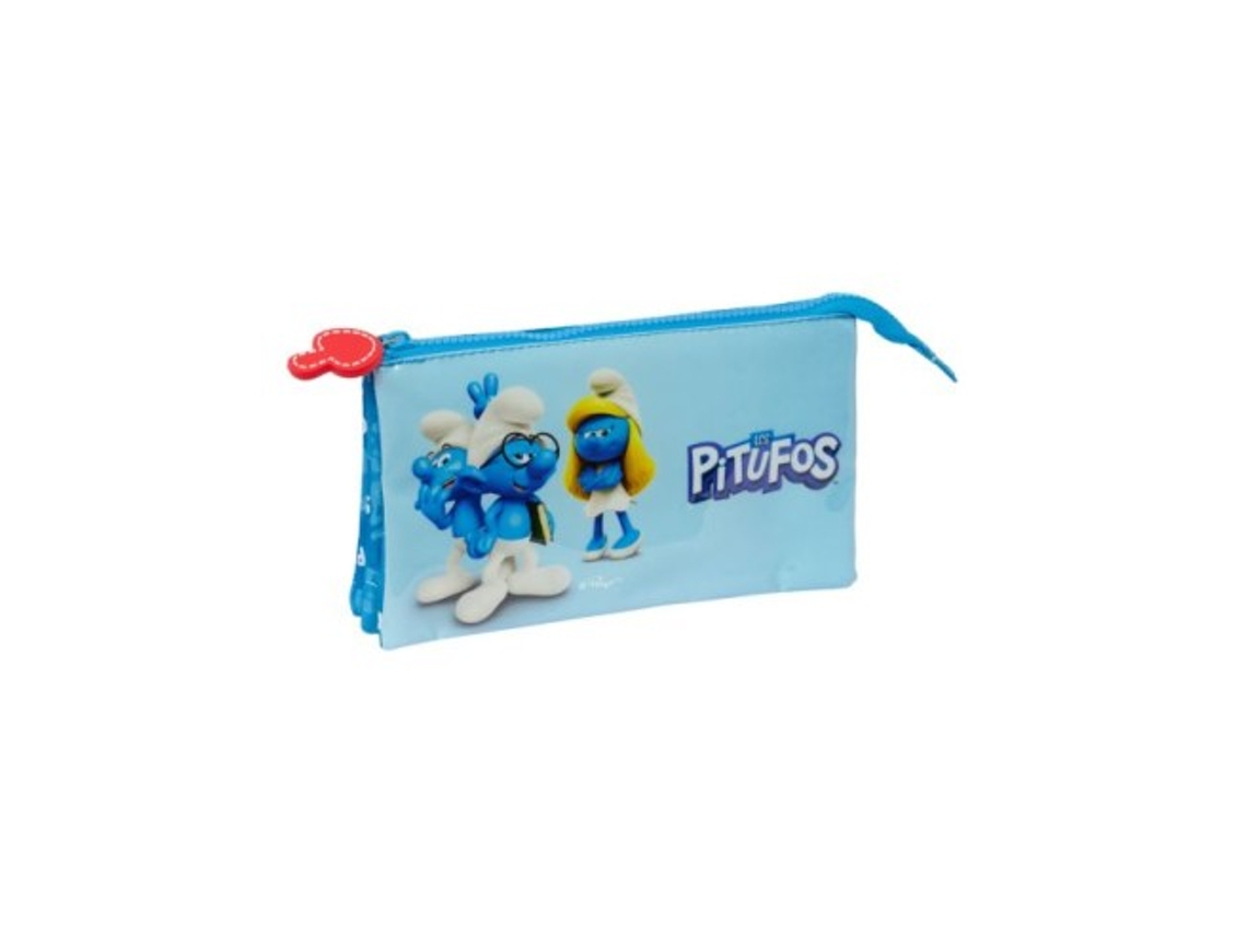Estuche triple Pitufos 22x12x3cm Safta