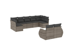 Maison Exclusive - Juego de sofás de jardín de 9 piezas con cojines de mimbre, color gris