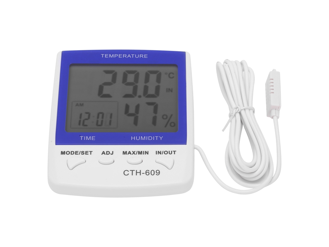 Termómetro Higrómetro Digital Cth-609 Con Pantalla Lcd Para El Hogar, Invernaderos Y Granjas. Medidor De Temperatura Y Humedad.