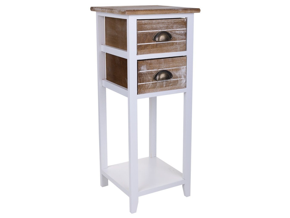 Mesita de Noche WANDERLUST DECO (Madera de Paulownia y Mdf - Blanco - 30 x 30 x 73 cm)