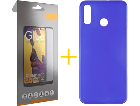 Kit Funda + Protector de Pantalla Huawei P Smart 2019 SKYHE Liso Azul
