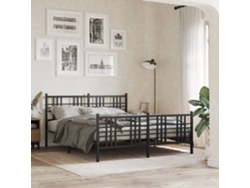 Estructura Cama Sin Colchón Con Estribo Metal Negro 150x200 Cm