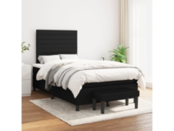 Cama Box Spring Con Colchón Tela Negro 120x200 Cm