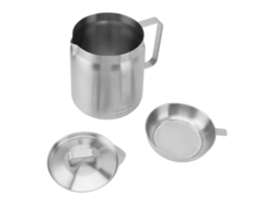 Recipiente De Acero Inoxidable Para Atrapar Grasa Con Filtro Y Tapa De 2 Litros Para Cocinas Rústicas.