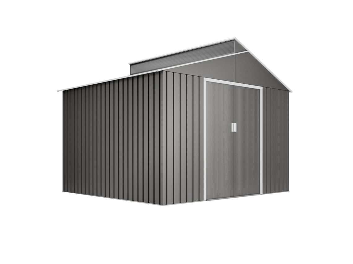 Caseta Metálica de Jardín WASABI 7,25m2 - 282x257x222cm - Acabado metalizado premium - Tragaluz de policarbonato