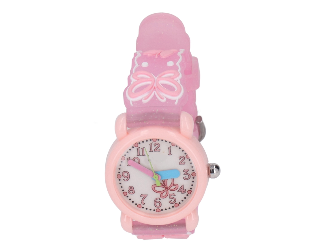 Bjww-reloj Niño 3d Cartoon Cute Patrón Especial Números Claros Para Niñas 3-8 Años Rosa