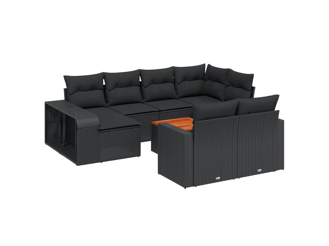 Maison Exclusive - Set De Sofás De Jardín 11 Pzas Y Cojines Ratán Sintético Negro