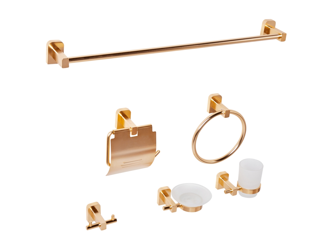 Juego de accesorios de baño Beliani Pocone de 6 con toalleros y ganchos