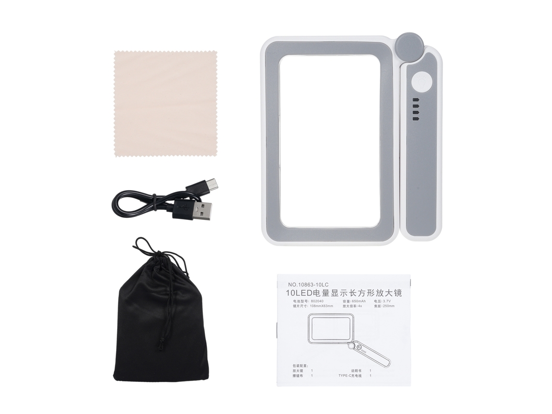 Lupa Led Con Aumento De 4x Y 3 Niveles De Brillo. Regalo Ideal Para Personas Mayores, Para Leer Revistas Y Libros.