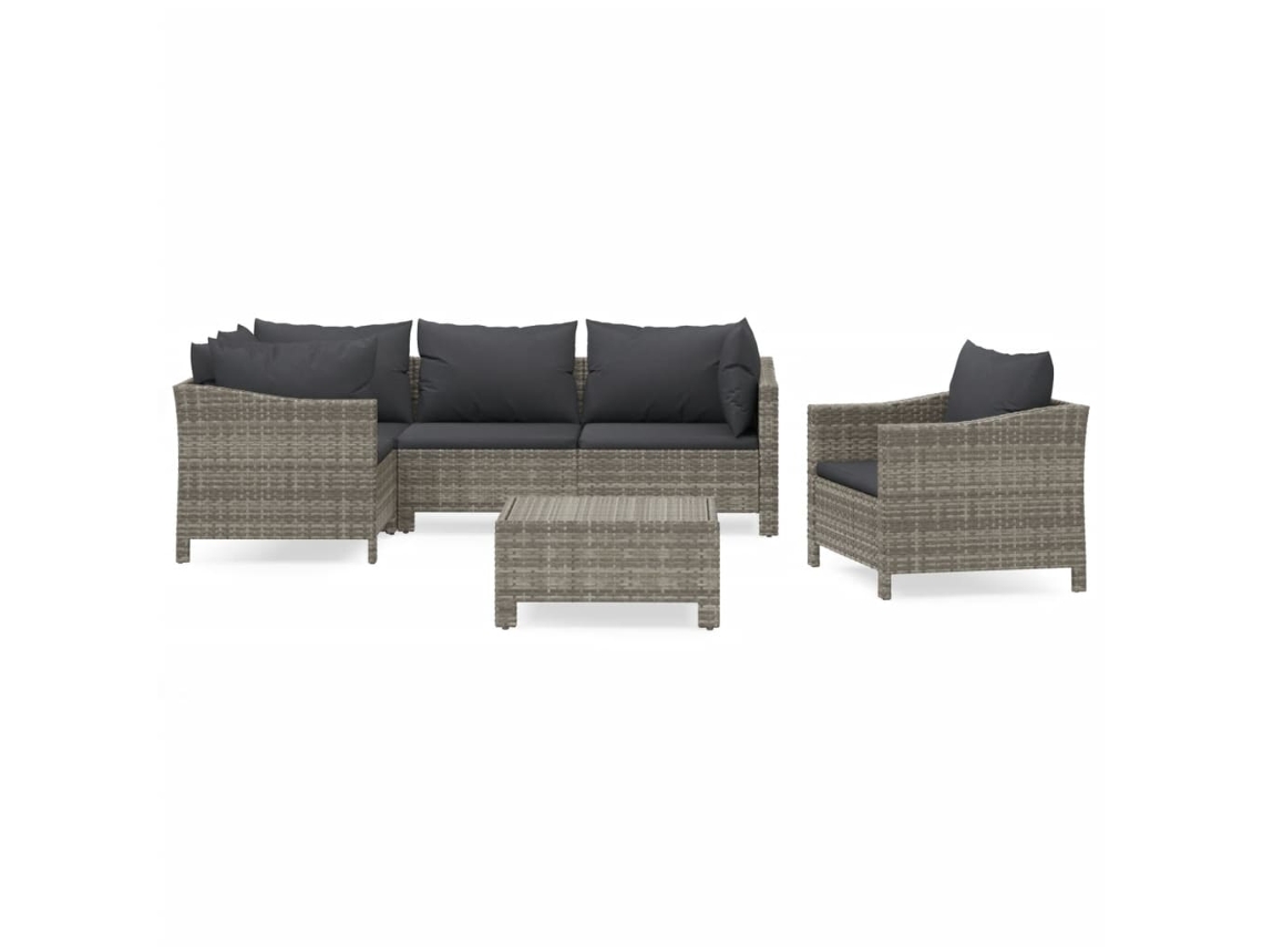 Maison Exclusive - Set De Muebles De Jardín 6 Pzas Y Cojines Ratán Sintético Gris