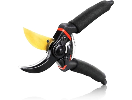 Tijeras de podar, acero SK5 ultra afilado de 8,5 con tijeras de podar de titanio para jardinería, naranja BISBISOUS