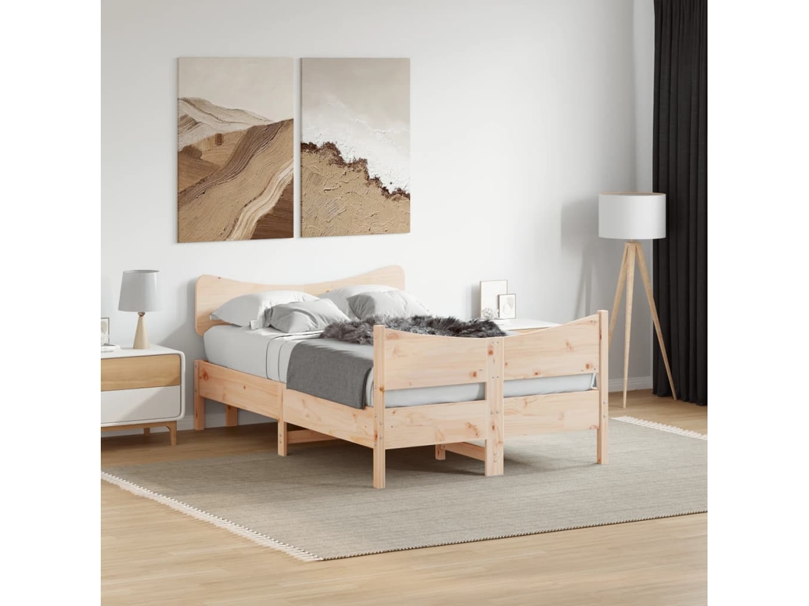 Estructura De Cama Sin Colchón Madera De Pino Maciza 120x200 Cm