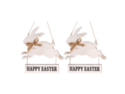 Adornos de conejo de madera de 2 piezas - Decoración de Pascua NEVEANCE