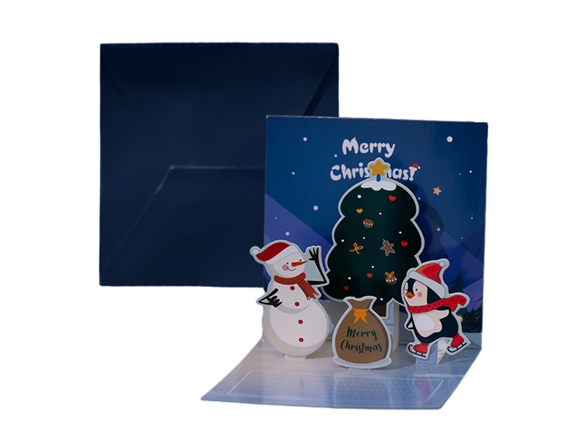 Tarjeta navideña desplegable en 3D con coches navideños, tarjetas de fiesta y regalos navideños. JEIIBRZUI