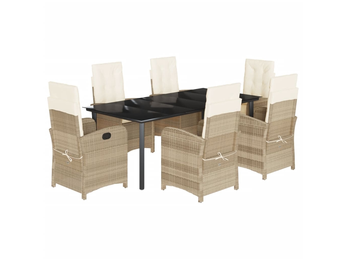 Maison Exclusive - Set Comedor De Jardín 7 Pzas Con Cojines Ratán Sintético Beige