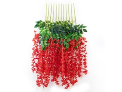 Decoración De Glicinia Artificial Con 6 Hojas Seda Falsa Vid Interior Para Hogar Rojo