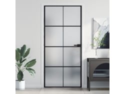 Puerta Interior Delgada Negra Vidrio Y Aluminio 93x201,5 Cm