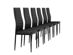 Conjunto de Cadeiras de Jantar [EN.CASA] (6 Un - Preto - 96x43x52 cm - Couro SintÃÂÃÂÃÂÃÂ©tico)