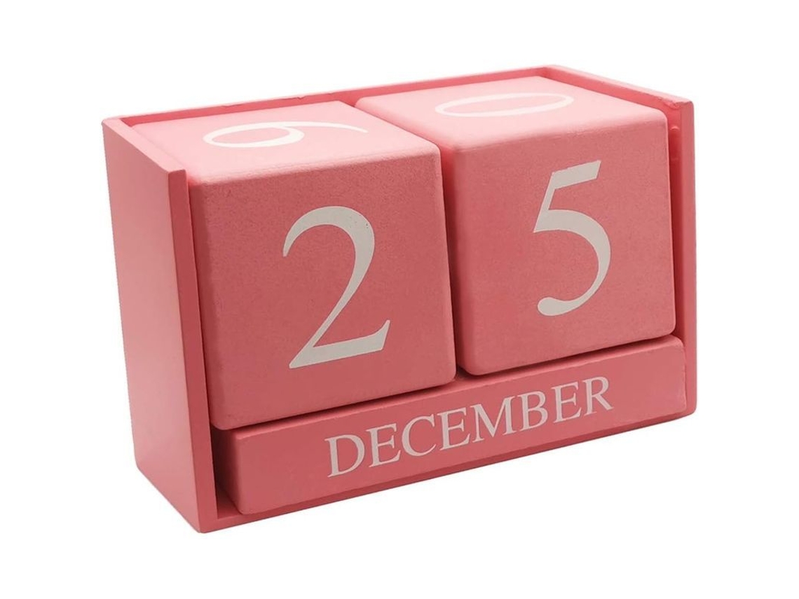 Calendario Perpetuo De Bloques De Madera - Decoración Para Oficina Y Hogar (rosa)