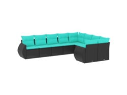 Maison Exclusive - Conjunto De Sofá De Jardín De 9 Piezas Con Cojines, De Poliratán Negro