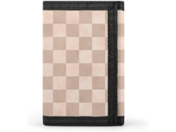 Cartera de hombre color beige a cuadros con compartimentos para tarjetas de crédito, plegable, ideal para viajes y oficina.