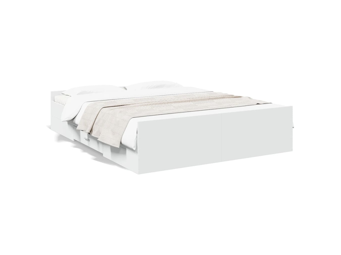 Maison Exclusive - Estructura Cama Con Cajones Madera Ingeniería Blanca 150x200 Cm