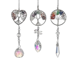 Conjunto de 3 cristales colgantes: colgante de cristal arcoíris, adorno de cristal y bola de cristal.
