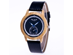 Reloj De Cuarzo Unisex Pareja Con Correa Pu De Textura De Madera Negro
