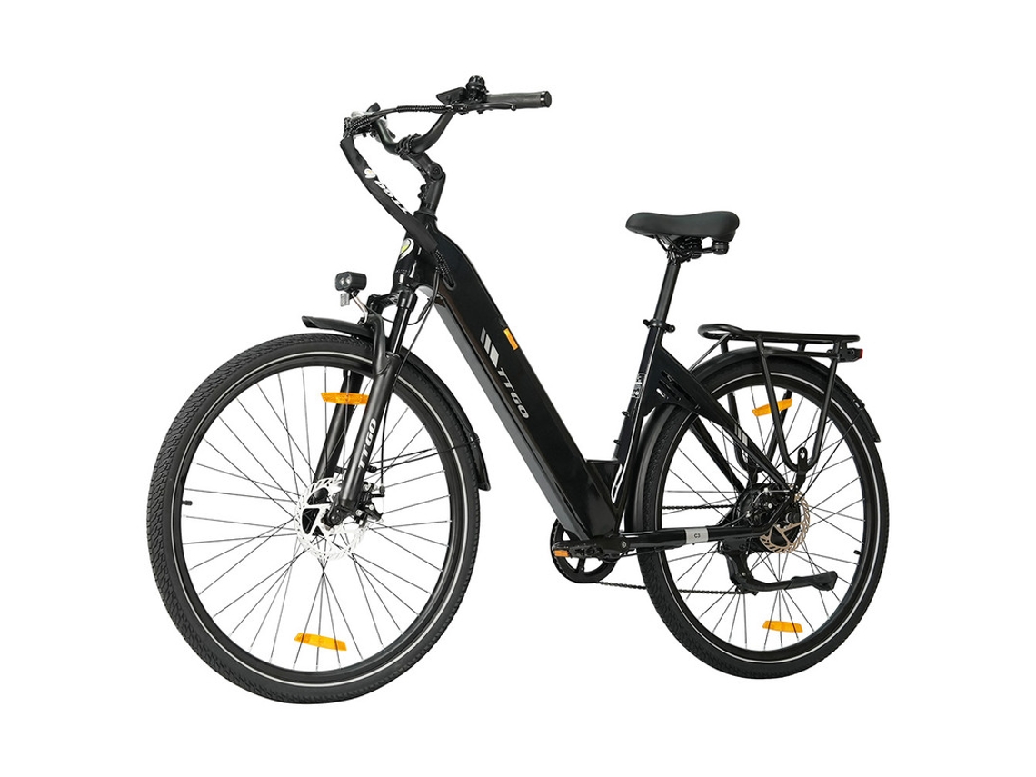 Bicicleta eléctrica Ttgo C3 Se, 250 W, 36 V, 18 Ah, ruedas de 28 pulgadas, autonomía de 120 km, frenos de disco, suspensión delantera, Shimano de 7 velocidades, color negro.