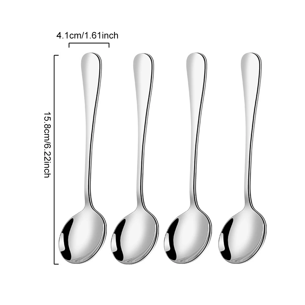 (15,8 Cm, 4 Piezas) Cucharas De Acero Inoxidable, Duraderas Y Aptas Para Lavavajillas.