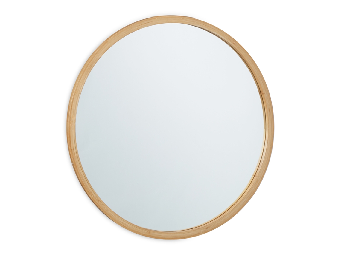 Relaxdays Espelho De Parede Redondo, Ø 61 Cm, Moldura Em Bambu, Espelho Decorativo Para Banheiro E Corredor, Natural