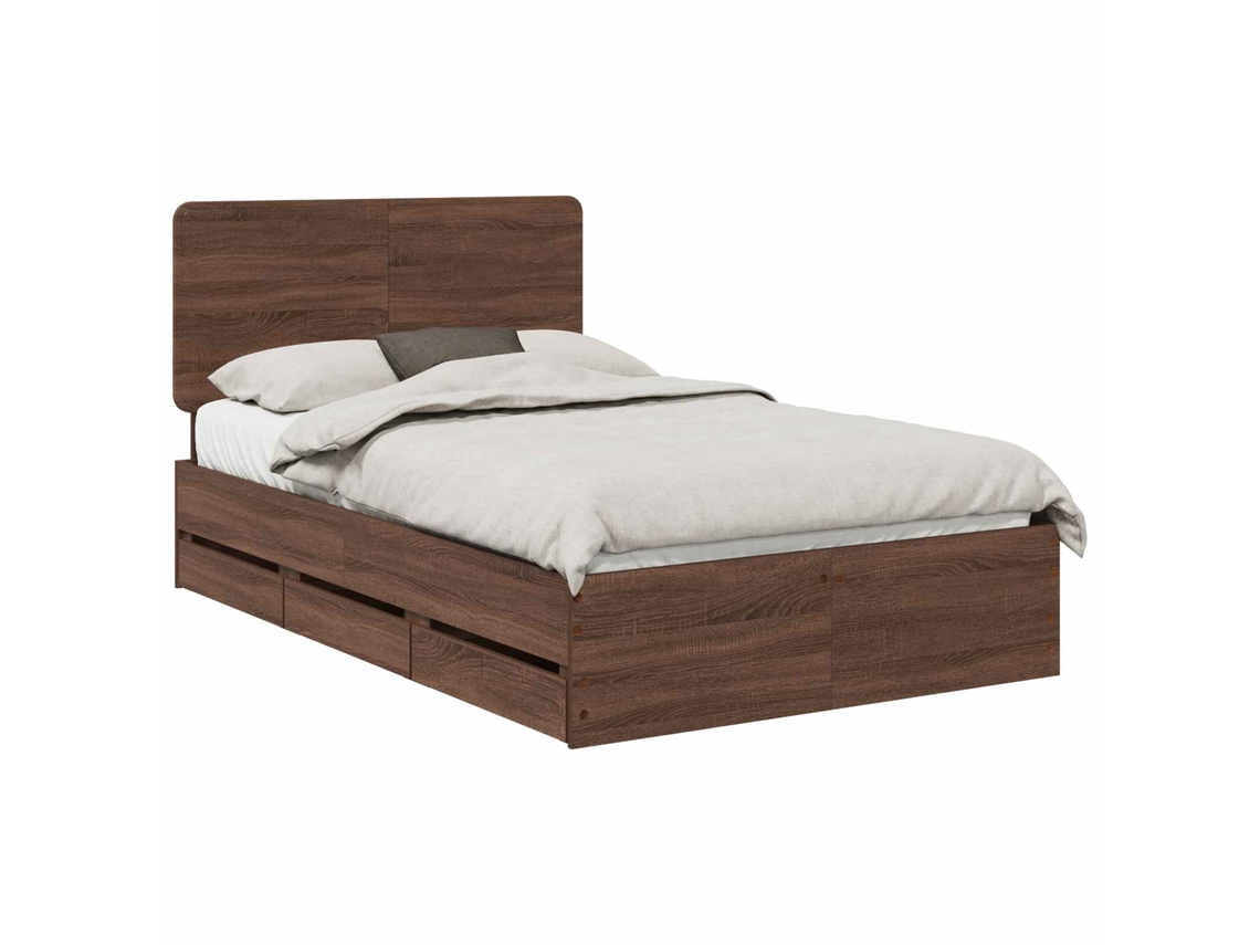 Maison Exclusive - Estructura De Cama Roble Marrón 135 X 190 Cm Madera Ingenieril