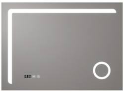 Espejo de pared con LED Chambave para baño IP65 antivaho reloj lupa 3X aluminio 70 x 100 x 3 cm Plateado PRO.TEC
