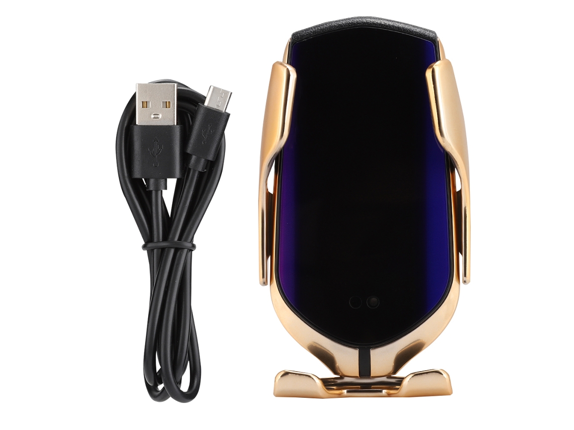 Cargador Inalámbrico Para Coche Con Soporte De Detección Infrarroja Para Android/ios Oro