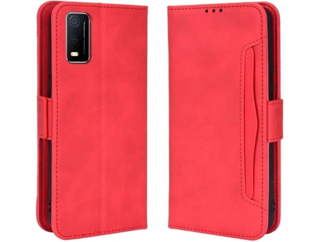 Funda Vivo Y3S 2021 HFS-HOUSE Cartera Rojo