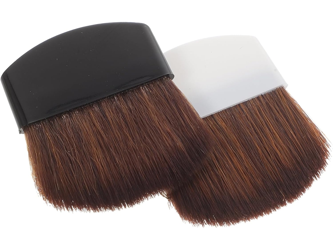 Conjunto Profissional De 2 Pincéis Para Blush Em Plástico E Crina De Cavalo.