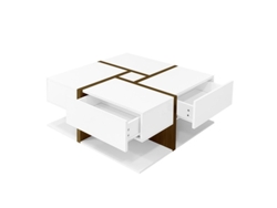 Mesa de centro 78x78x34,8cm 4 cajones Alto brillo Ziwei Store