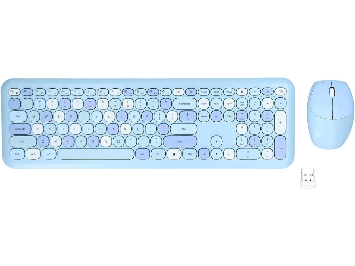 Conjunto De Teclado Y Ratón Retro, Multicolor, Diseño Mecánico.