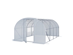 Invernadero túnel Premium de 3x4 m con puerta abatible y lona de PE blanca transparente de 180 g/m² - Toolport