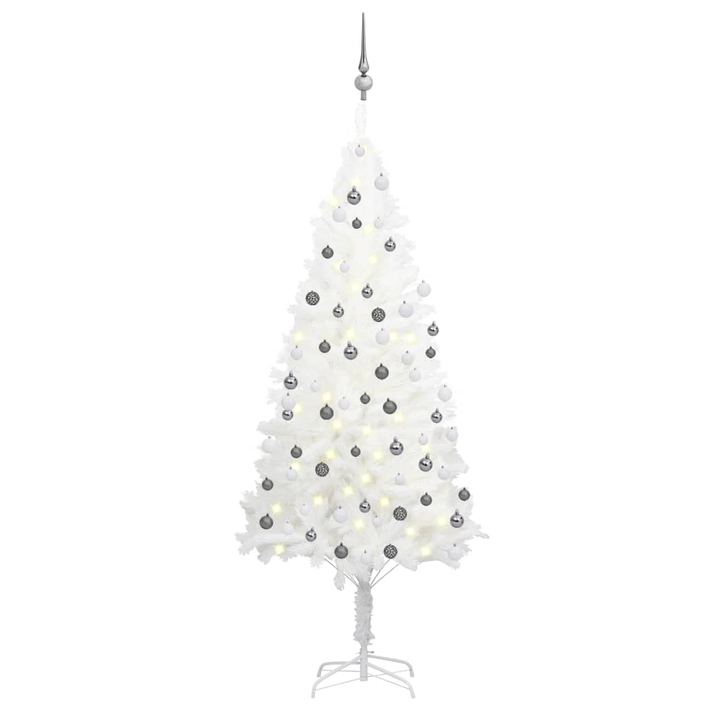 Árbol de Navidad VIDAXL con Luces LED y Bolas (Blanco - 9x18 cm)