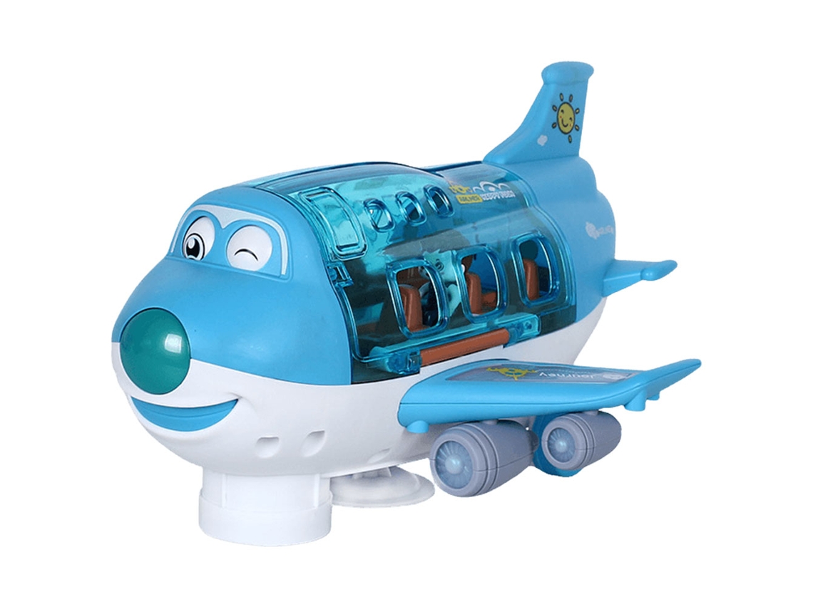 (azul) Juguete Eléctrico Transformable Para Niños, Avión De Plástico Abs, Vehículo Simulador Musical
