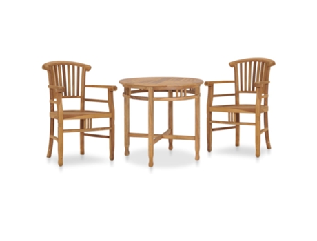 Conjunto 3 Conjunto de comedor de jardín VIDAXL madera maciza de teca
