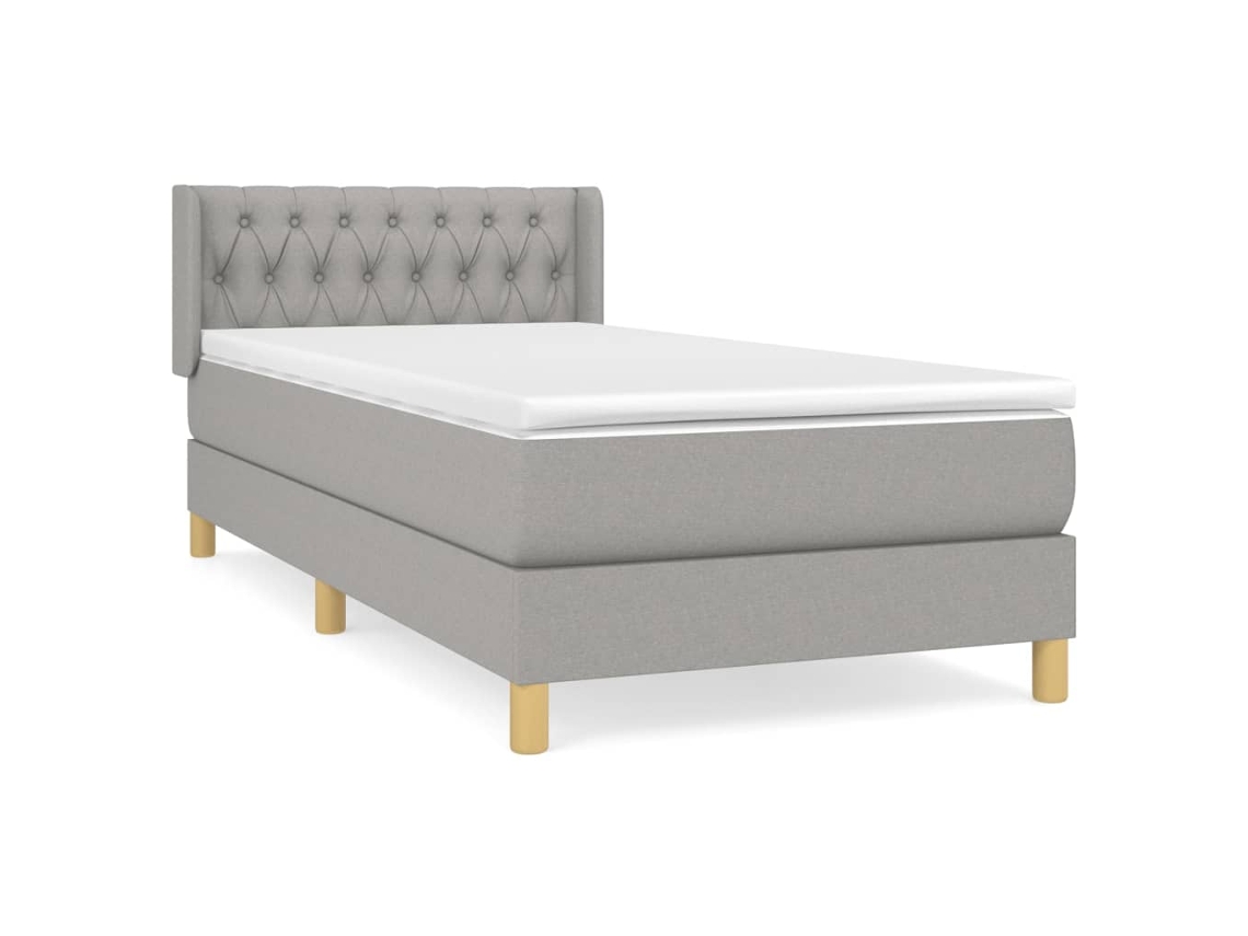 Maison Exclusive - Cama Box Spring Con Colchón Tela Gris Claro 90x190 Cm